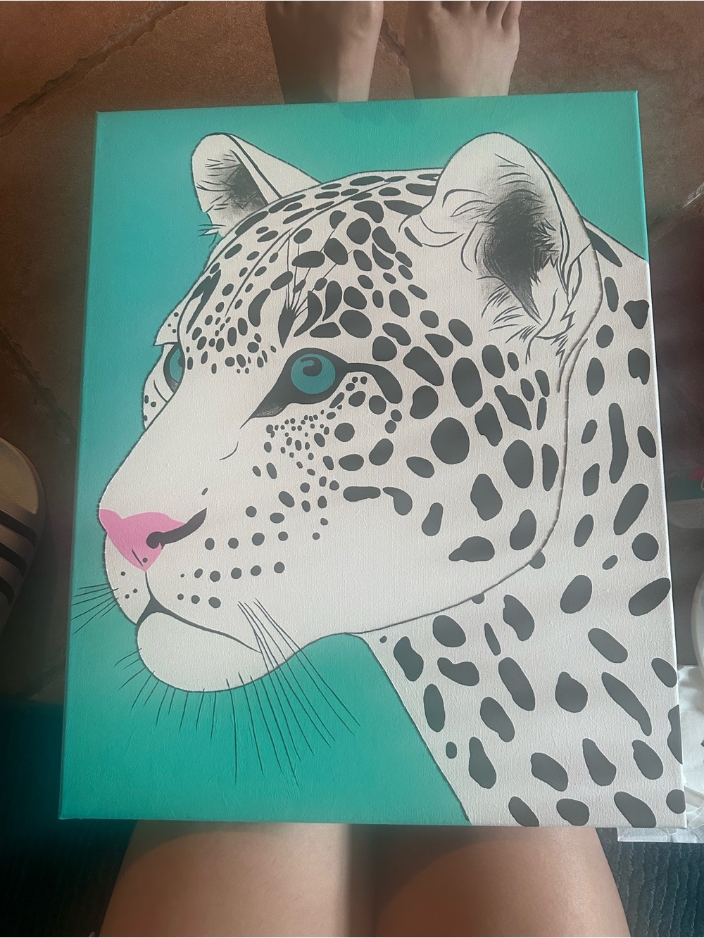 Turquoise Leopard Canvas Art Print - Contemporary Home Accent